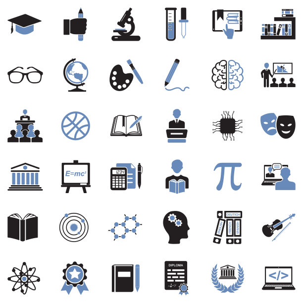 学院图标。双色调平面设计。矢量插图。图片下载