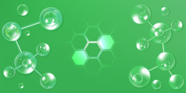 透明质酸广告皮肤解决方案，绿色胶原蛋白血清滴与化妆品广告背景随时使用。图片下载