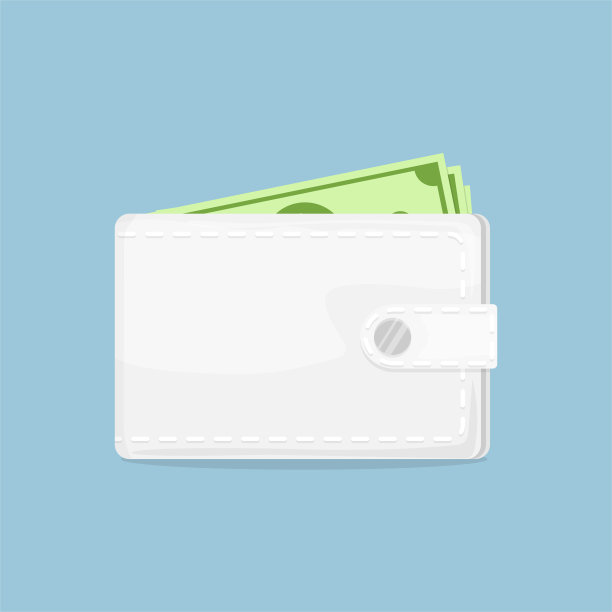 白色钱包与金钱插图图片下载