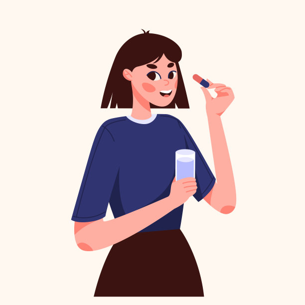 服用药片或维生素的女人。图片下载