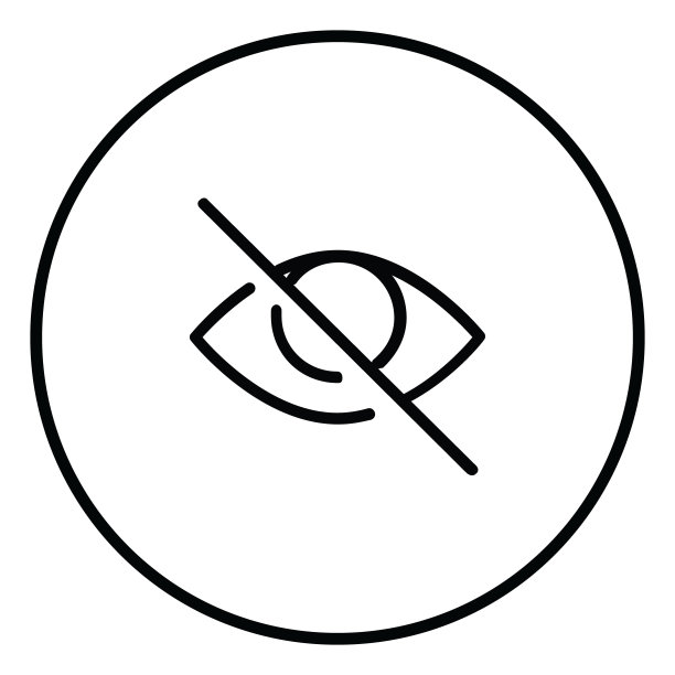 眼斜线图标内圆，隐藏，无法访问，观看，黑色轮廓线，线图标。图片下载