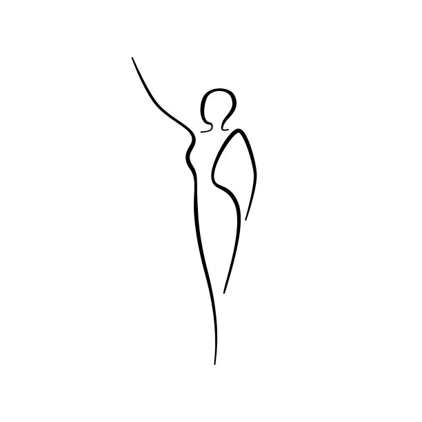 美女线条身材轮廓。模特女性线条形象。健身中心、体育、舞蹈、美容院、水疗等场所的少女标志抽象绘画。向量图片下载