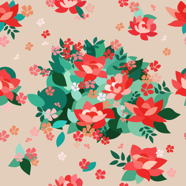 经典向量复古花无缝图案的背景，墙纸图片下载