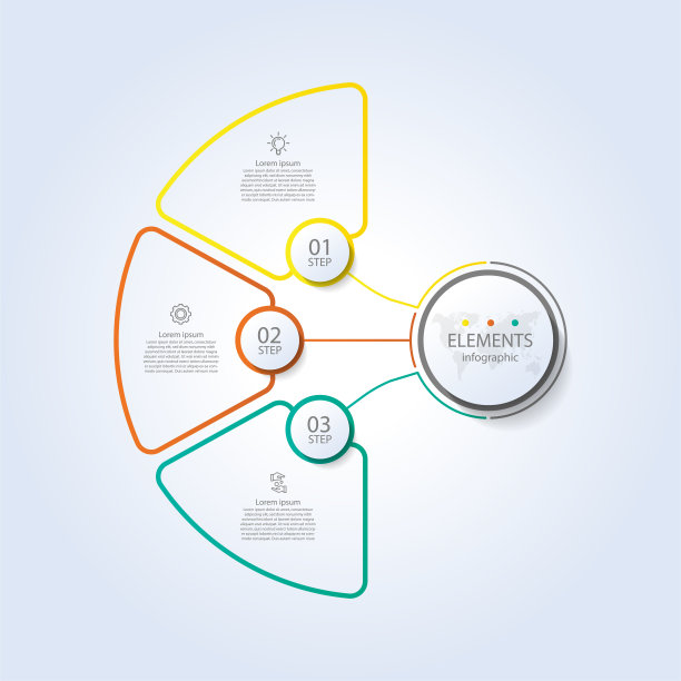 元素信息图形业务模板圈彩色与3步图片下载