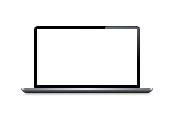 逼真的笔记本隔离，空白屏幕显示，模拟pc，电脑笔记本与空屏幕。白色背景上的矢量隔离。图片下载