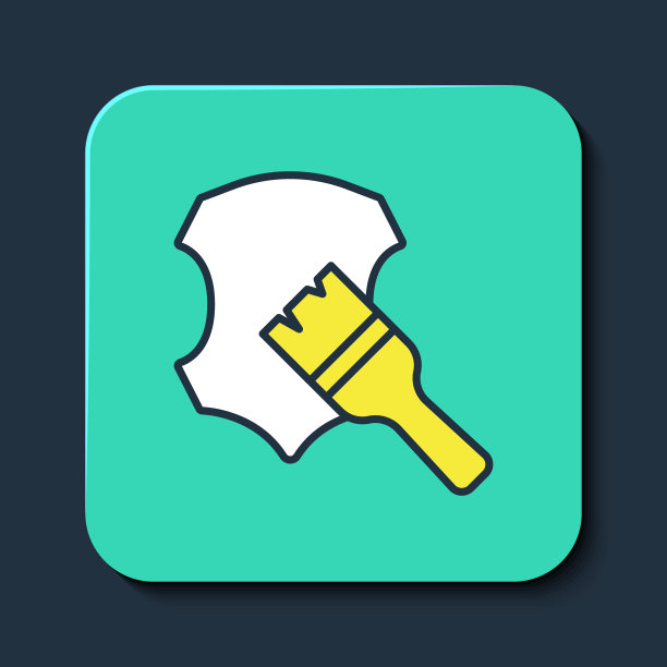 填充轮廓皮革图标孤立在蓝色背景。绿松石平方按钮。向量图片下载