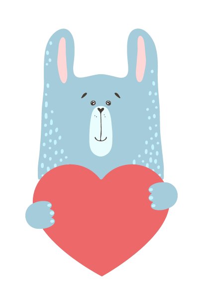 可爱的卡通动物抱着一个心形标志与副本空间。设置情人节贺卡横幅邀请传单小册子。卡通手绘风格。小动物爱宠物，爱的宣言图片下载
