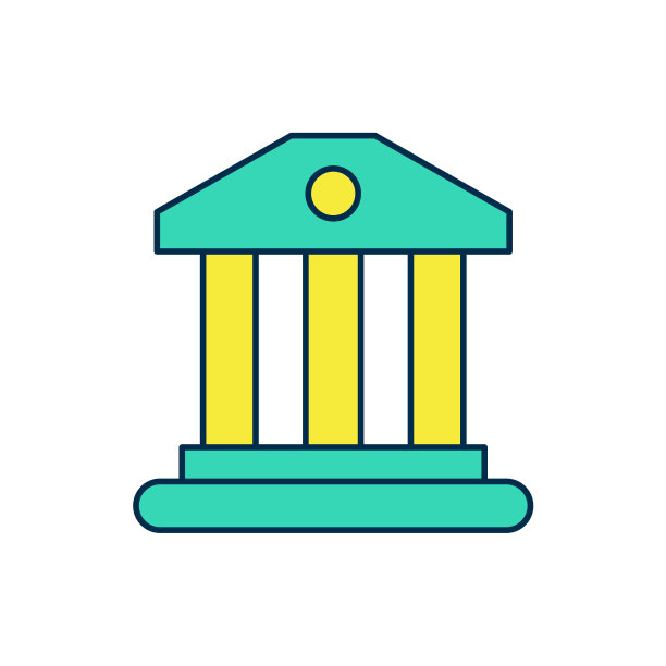 填充轮廓银行建筑图标孤立在白色背景上。向量图片下载