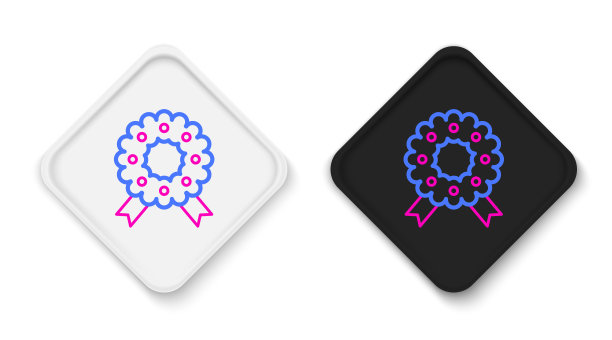 线圣诞花环图标孤立在白色背景。圣诞快乐，恭贺新禧。色彩斑斓的轮廓的概念。向量图片下载