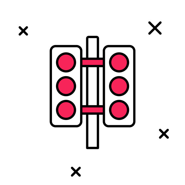 填充轮廓赛车交通灯图标孤立在白色背景。向量图片下载