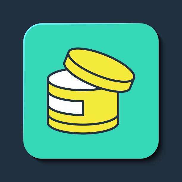 填充轮廓霜或乳液化妆品管图标孤立在蓝色背景。女性身体护理产品。绿松石平方按钮。向量图片下载