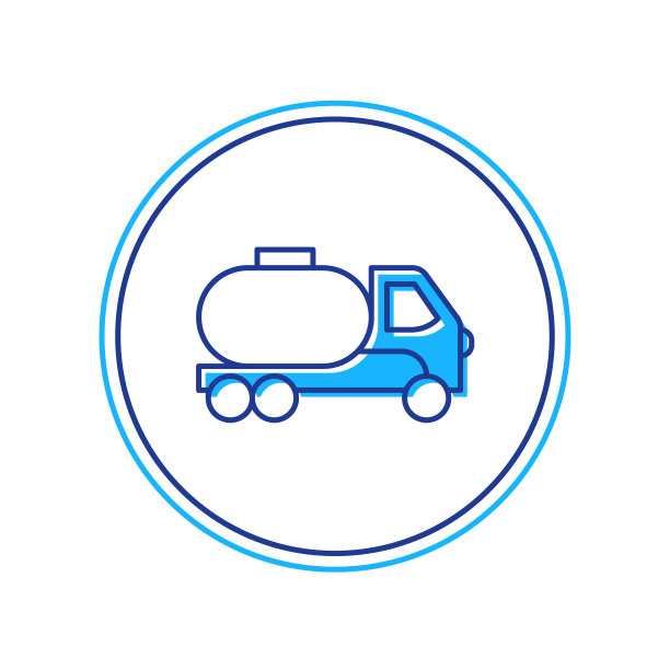 填充轮廓油罐车图标孤立在白色背景上。油罐车，汽油车，贮水池，油车。向量图片下载