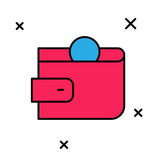 填充轮廓钱包图标孤立在白色背景。钱包图标。现金储蓄的象征。向量图片下载