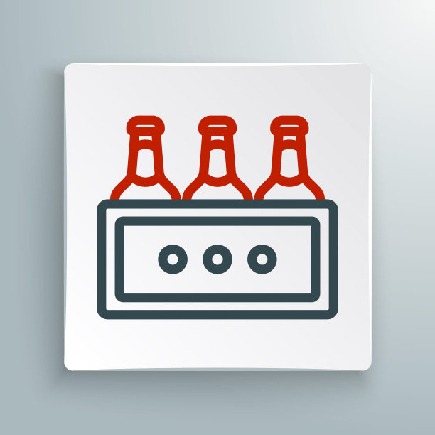 行包啤酒瓶图标孤立在白色背景上。木箱和啤酒瓶。箱式啤酒箱招牌。色彩斑斓的轮廓的概念。向量图片下载