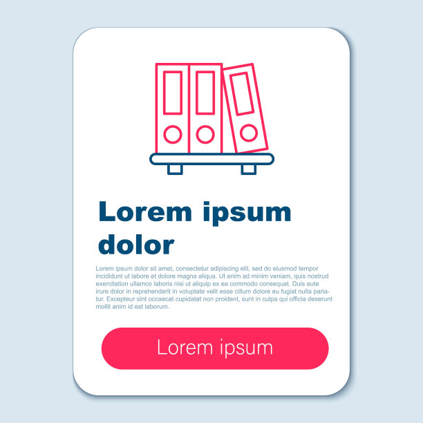 线办公室文件夹与文件和文件图标孤立在灰色背景上。办公室的绑定。档案文件夹的迹象。色彩斑斓的轮廓的概念。向量图片下载