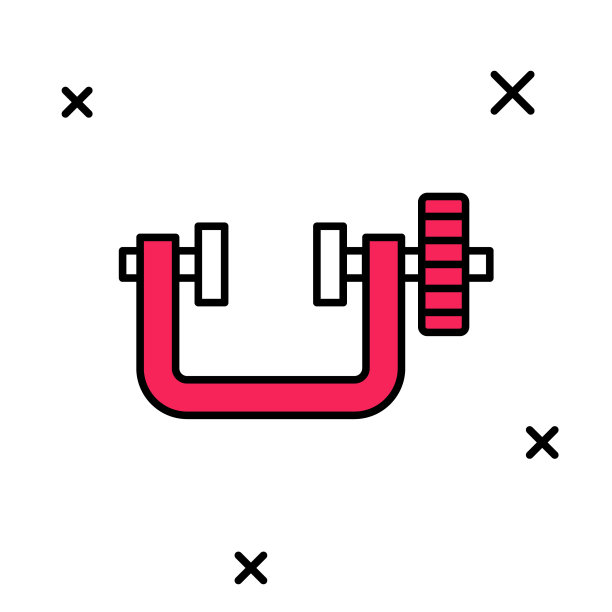 填充轮廓夹和螺丝工具图标孤立在白色背景上。锁匠工具。向量图片下载