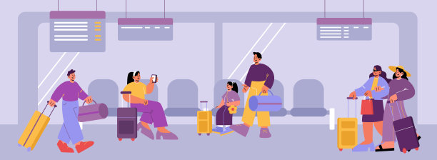 机场候机楼里有带着行李的人图片下载