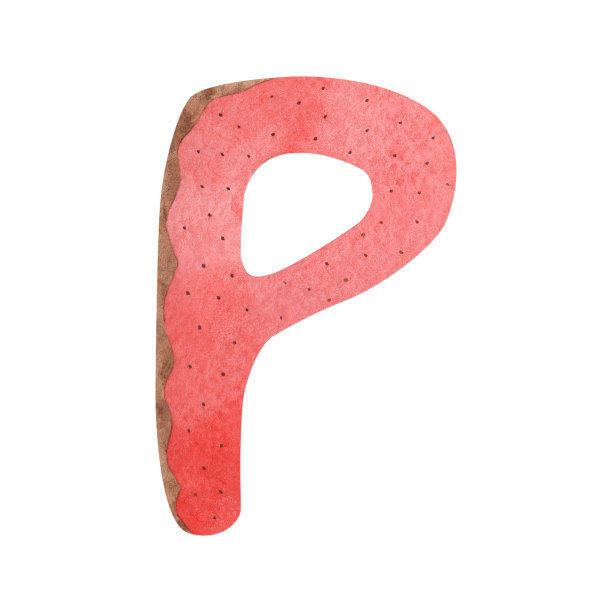 字母P在圣诞姜饼的形式。图片下载