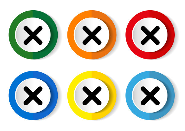 取消图标集，矢量插图在6个选项的网页设计和移动应用程序图片下载