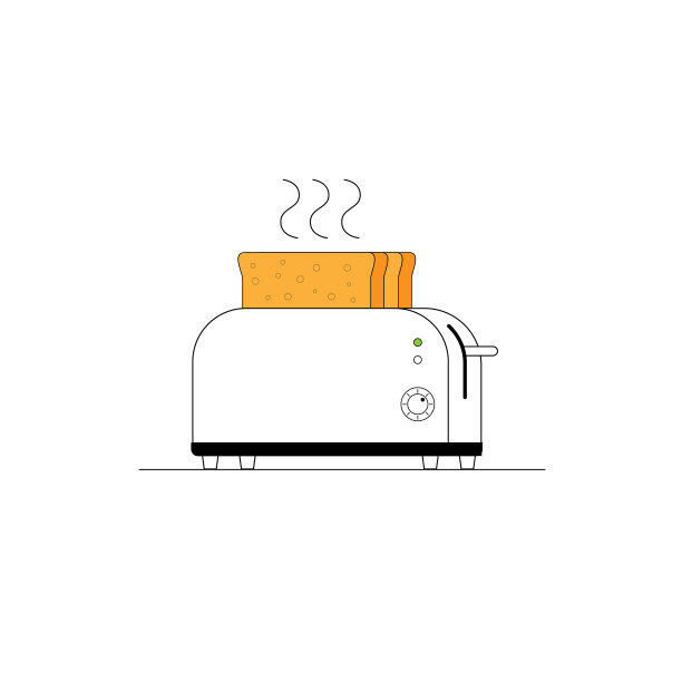 与面包烤面包机。图片下载