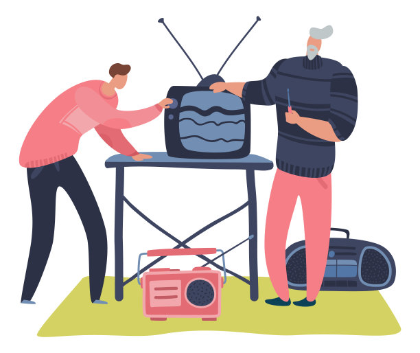 跳蚤市场。人们在集市上出售二手的复古商品。跳蚤市场矢量概念图片下载