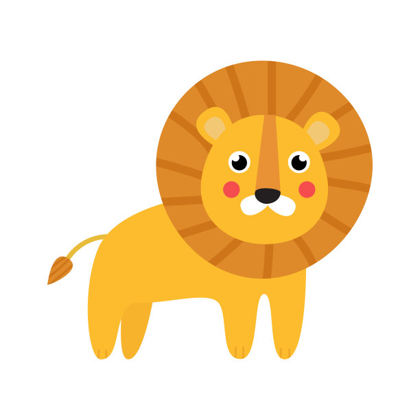 可爱的狮子孤立在白色背景向量插图。图片下载