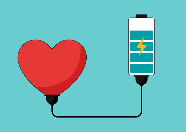 情人节快乐卡片背景红色的心和电池充电图片下载