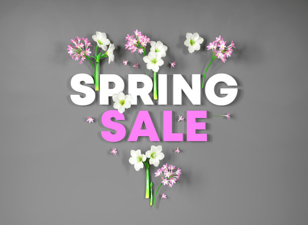 春季促销，海报促销，促销传单，春天的鲜花和文字，光栅图片图片下载