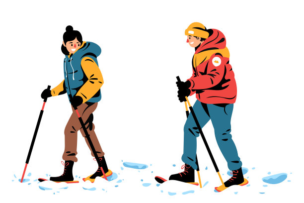 手绘雪鞋插图矢量插图图片下载