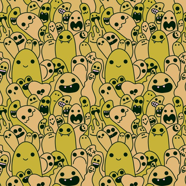 儿童无缝的怪物图案面料和纺织品图片下载