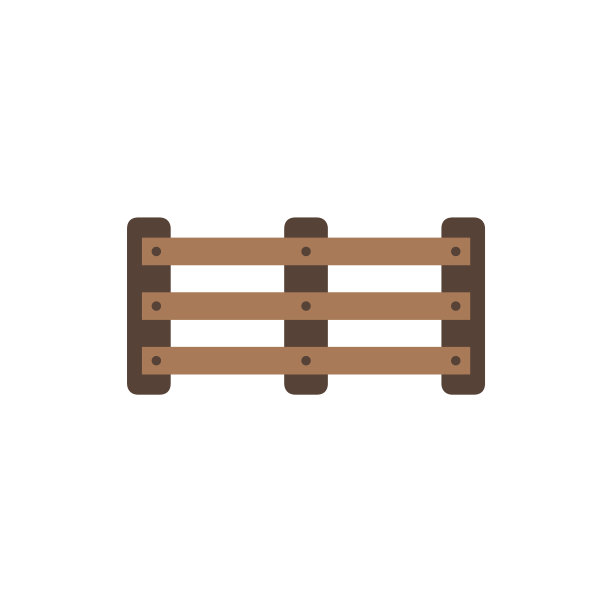 农场的木栅栏。简单的平面设计元素。牧场上用于放牧的矮栅栏。农村生活物品。图片下载