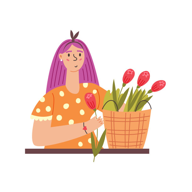 女孩卖鲜花图片下载