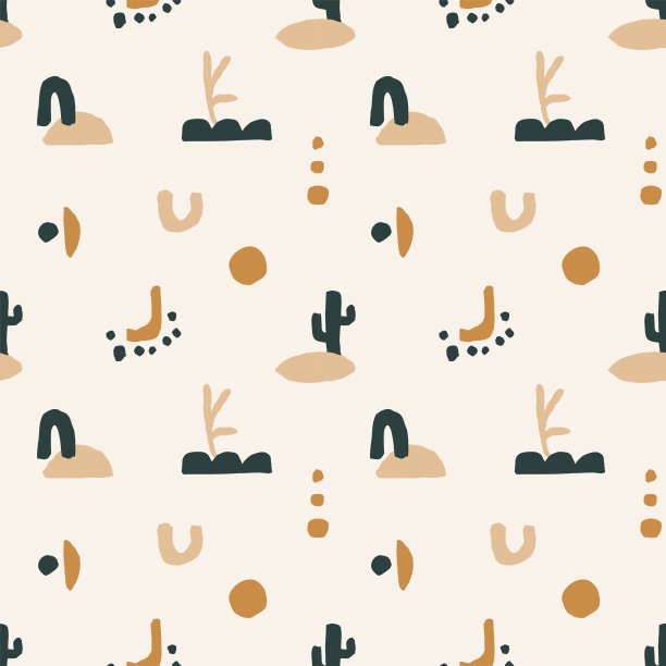 可爱的无缝图案与抽象的有机形状图片下载