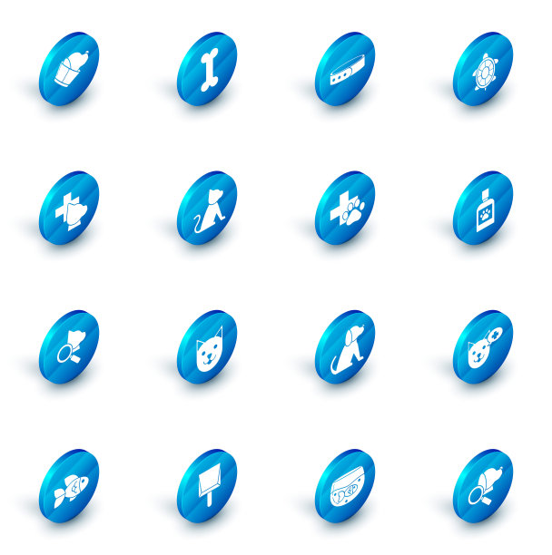 集狗骨，项圈与姓名标签，乌龟，兽医诊所符号，猫，药瓶和图标。向量图片下载