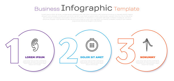 可设置法式弧线，可调的圆形绣花环和针线。业务信息模板。向量图片下载