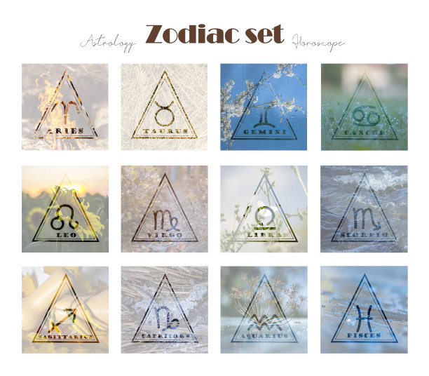 星座与星座背景的元素，白羊座，金牛座，双子座，巨蟹座，狮子座，处女座，天秤座，天蝎座，射手座，摩羯座，水瓶座，双鱼座图片下载