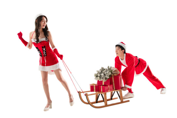 送去年轻恋人的圣诞礼物图片下载