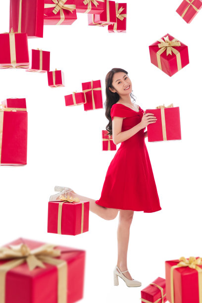 漂亮的年轻女人，还有礼物图片下载