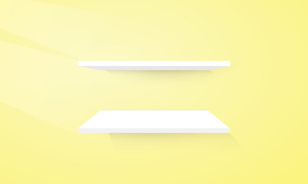 白色的空架子在墙上。产品演示的最小模型设计图片下载