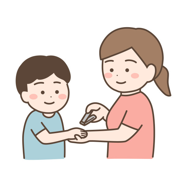 妈妈在给孩子剪指甲图片下载