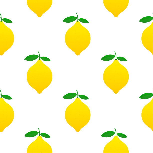 柠檬的模式。黄色柠檬色矢量插图孤立在白色背景上。图片下载