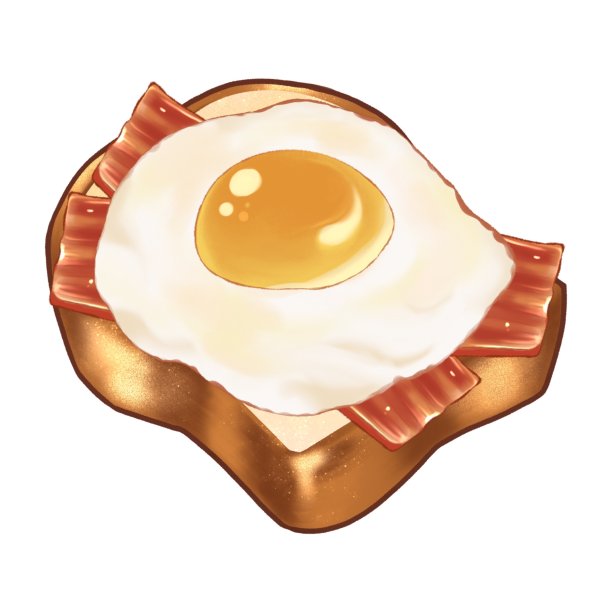 面包煎蛋和培根手绘插图设计图片下载