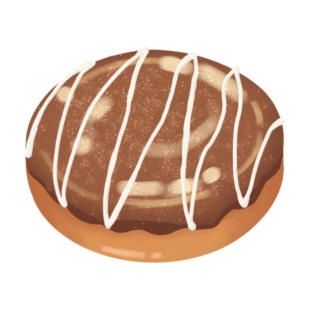 甜甜圈顶部巧克力奶油手绘插图图片下载