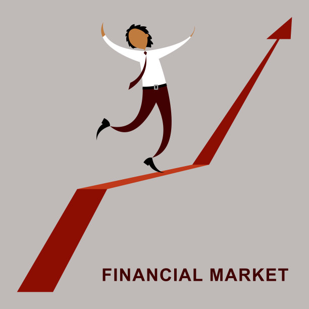 商人领带高兴地跳上了向上指向孤立的红色箭头图片下载