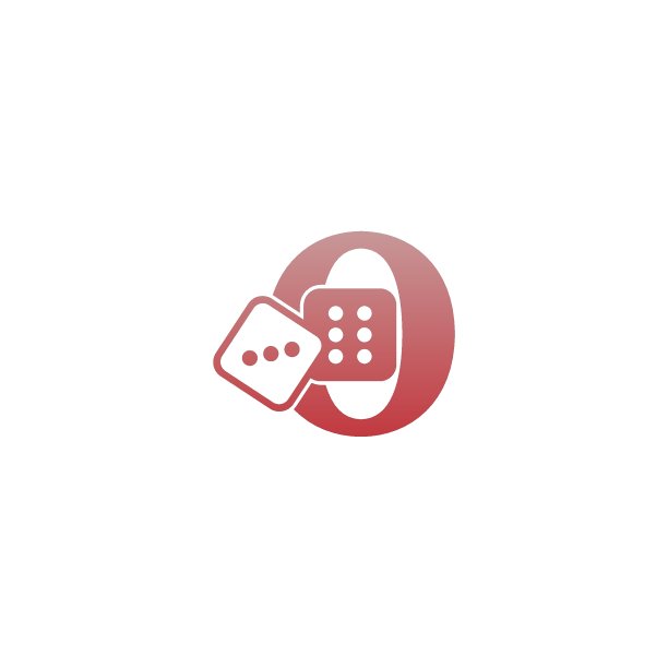 带有骰子2图标标志模板的字母O图片下载