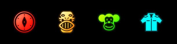 设置指南针墨西哥玛雅人或阿兹特克面具猴图片下载