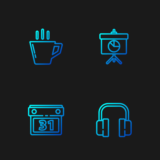 设置线耳机日历咖啡杯和图片下载