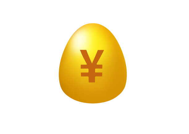 黄色卡通风格带有金钱标志的金蛋插画图片下载