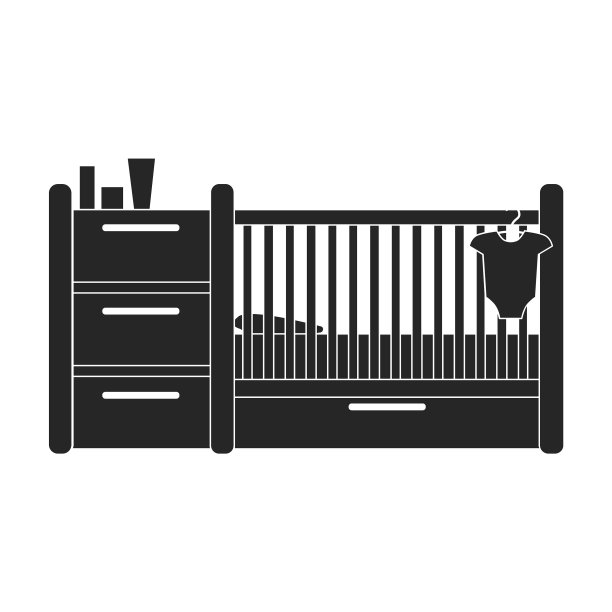 婴儿床图标黑色图标孤立上图片下载