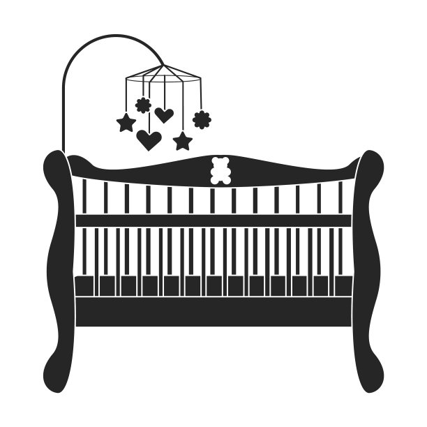 婴儿床图标黑色图标孤立上图片下载